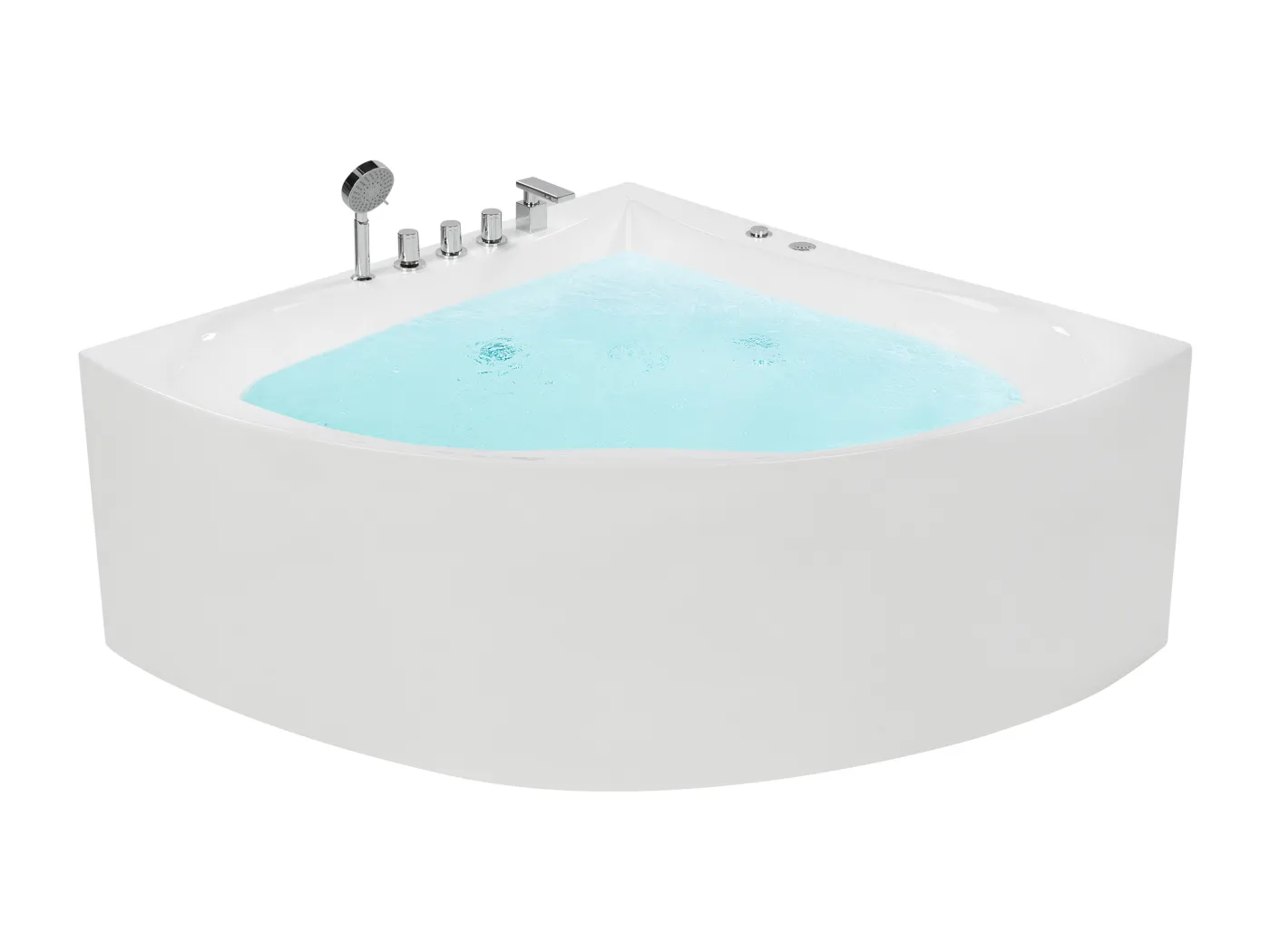 Luxus Whirlwanne Eckbadewanne Spa weiß mit Massage Überlauf 187 x 133 cm Islita