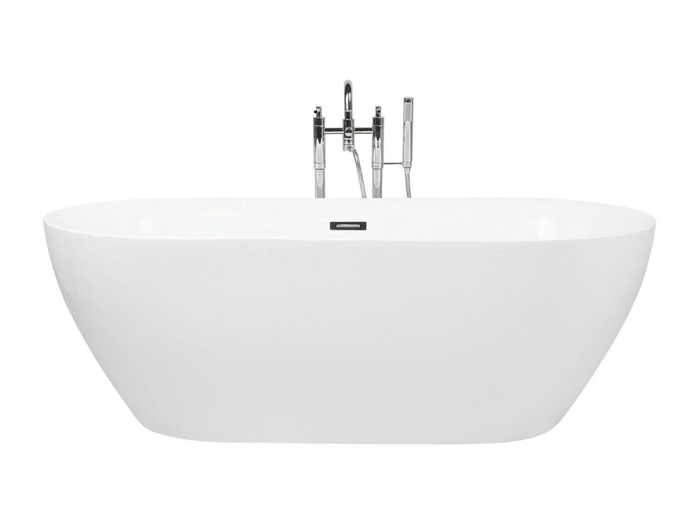 Stilvolle Acryl Badewanne oval freistehend weiß mit Überlauf 150 x 75 cm Carrera