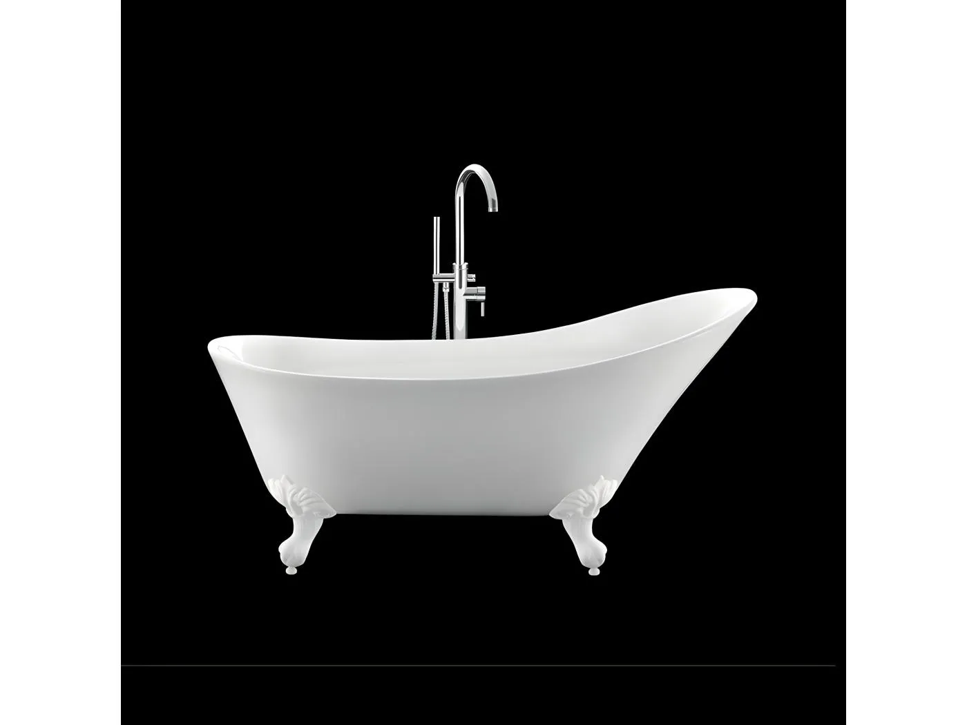 Freistehende Badewanne mit Füßen BALMAIN Adlerfüße WEISS 161 cm