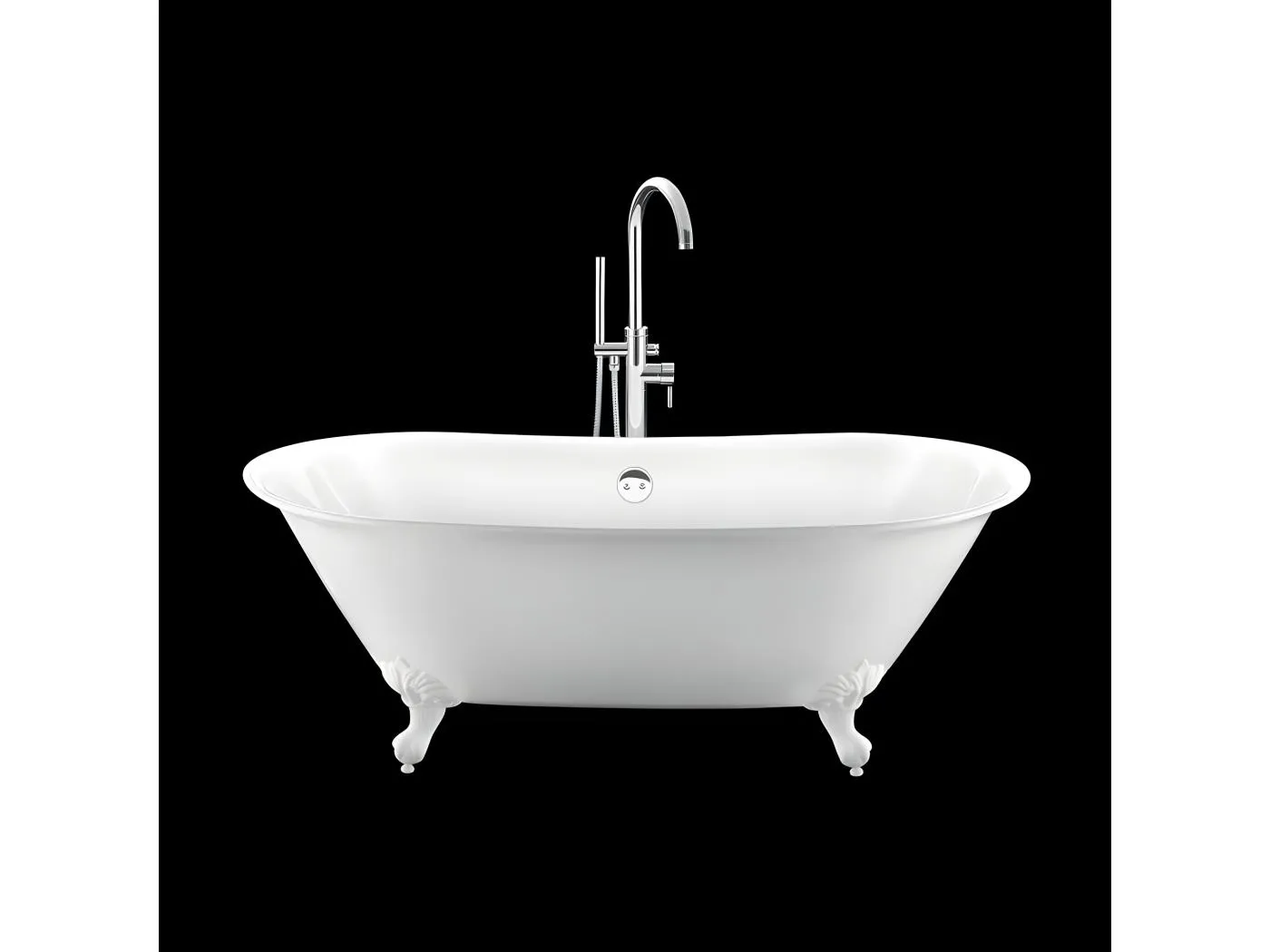 Freistehende Badewanne mit Füßen SURRY HILLS Adlerfüße WEISS 165 cm