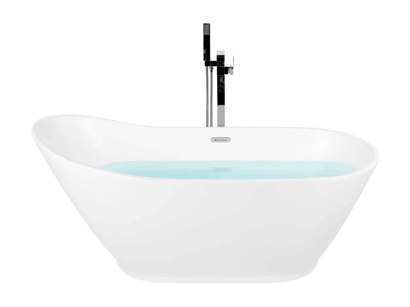 Freistehende Badewanne aus Acryl weiß matt 170 x 75 cm oval modern Londrina
