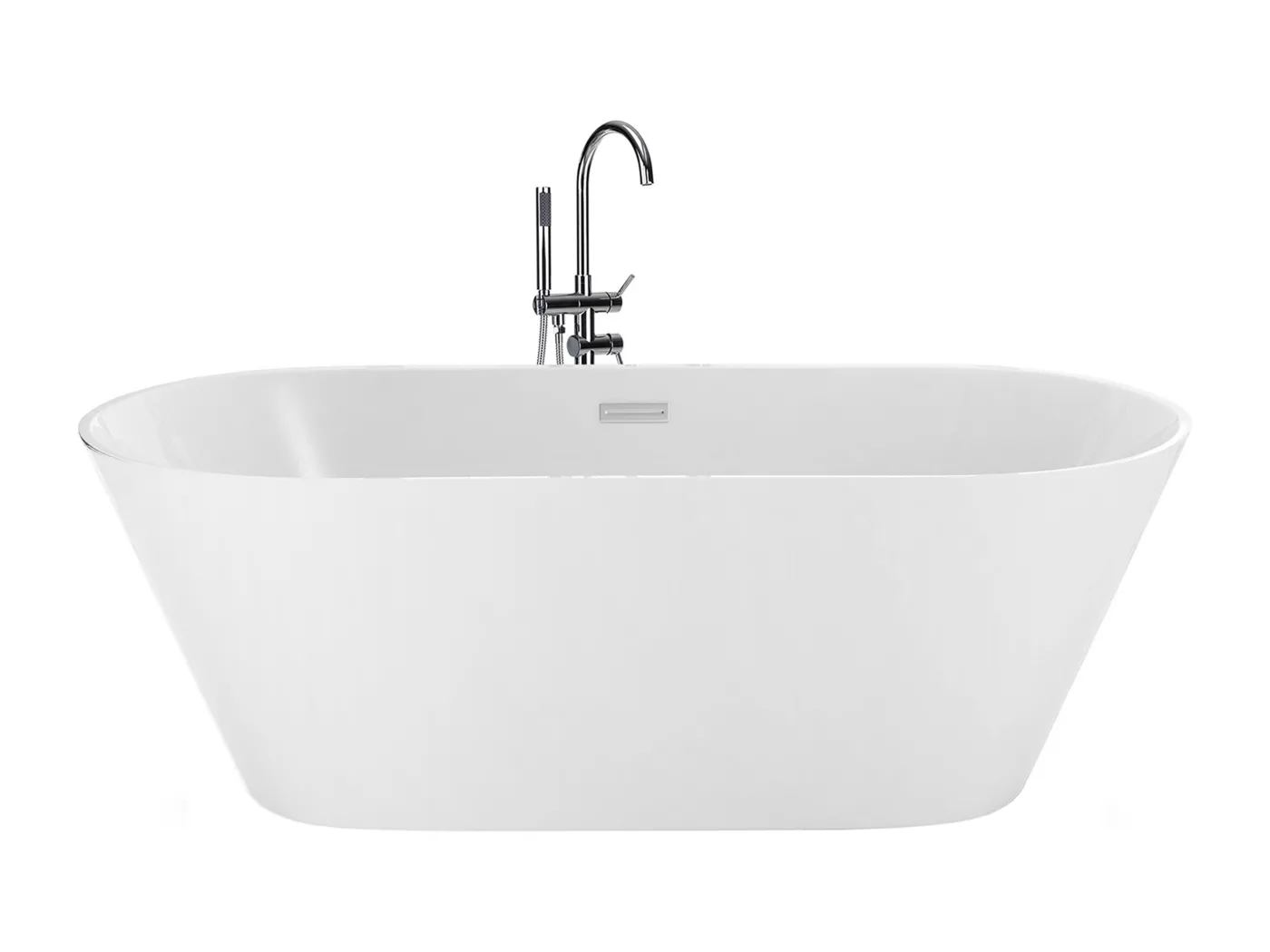 Stilvolle Acryl Badewanne oval freistehend weiß mit Überlauf 160 x 80 cm Havana