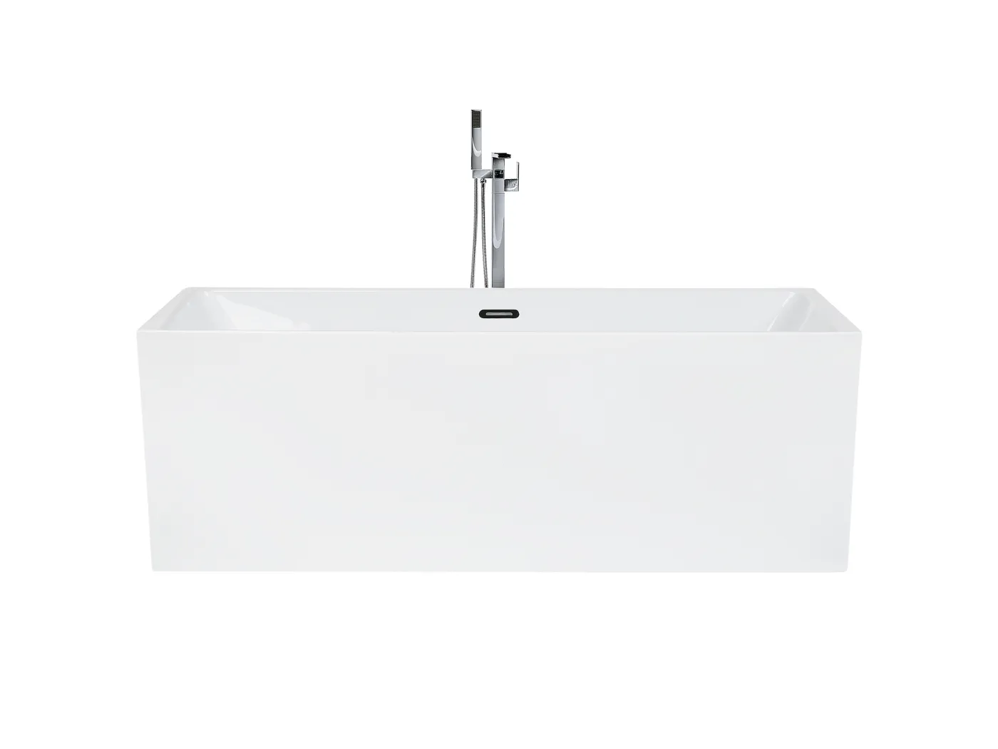 Edle Acryl Badewanne rechteckig freistehend weiß mit Überlauf 170 x 80 cm Rios