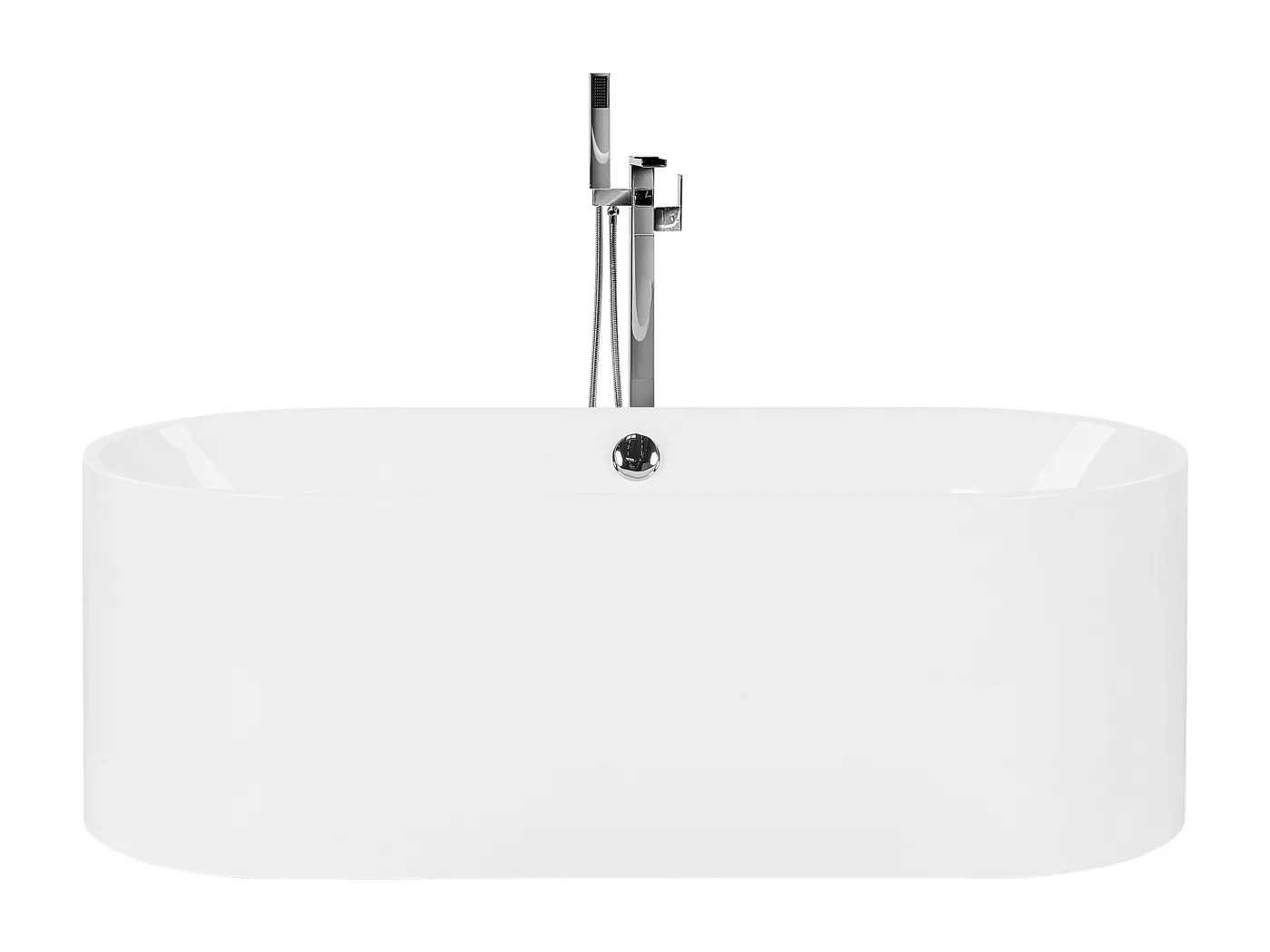 Moderne Acryl Badewanne oval freistehend weiß mit Überlauf 170 x 75 cm Catalina