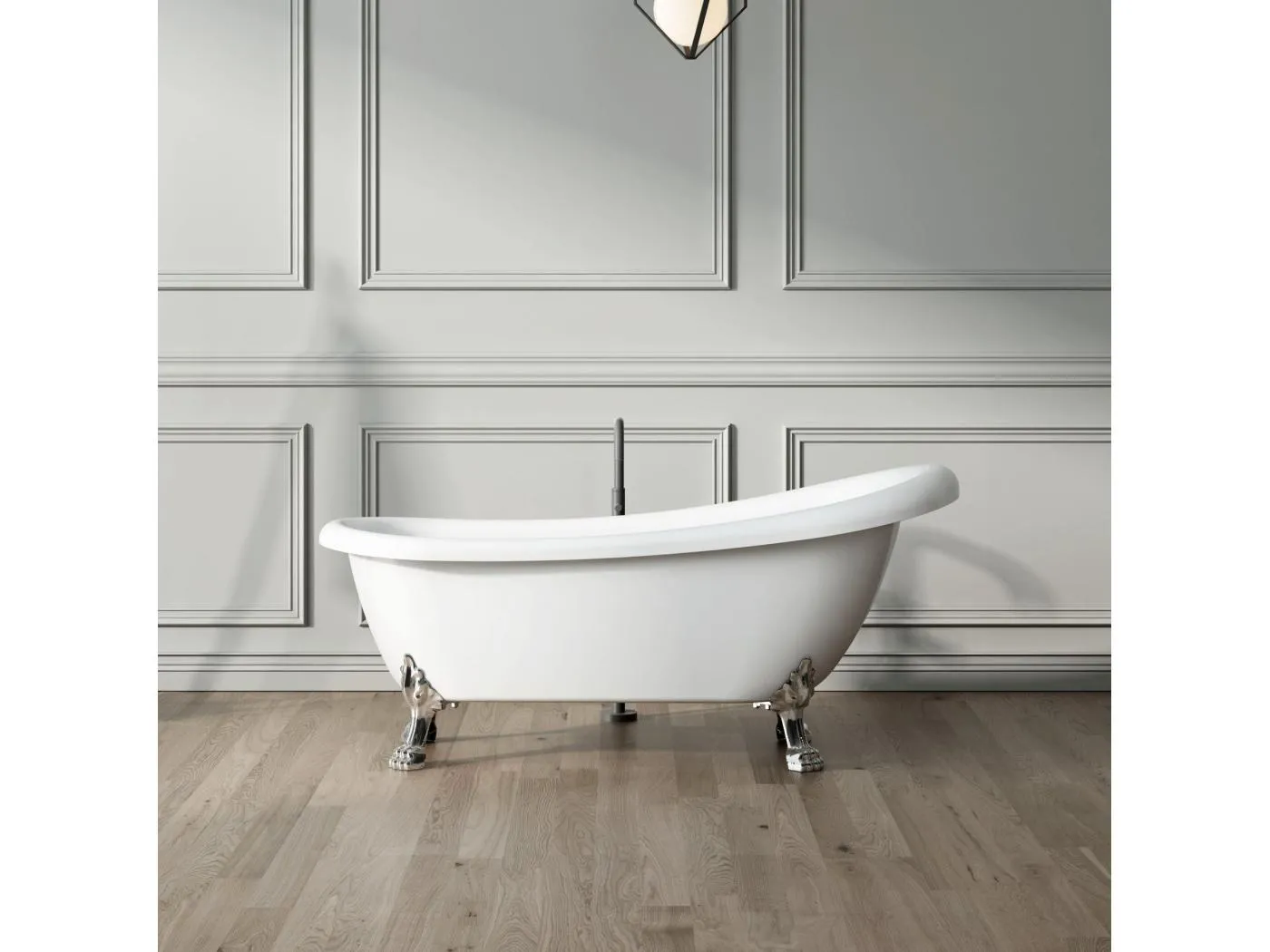 Freistehende Badewanne mit Füßen RICHMOND Löwenfüße CHROM 155 cm