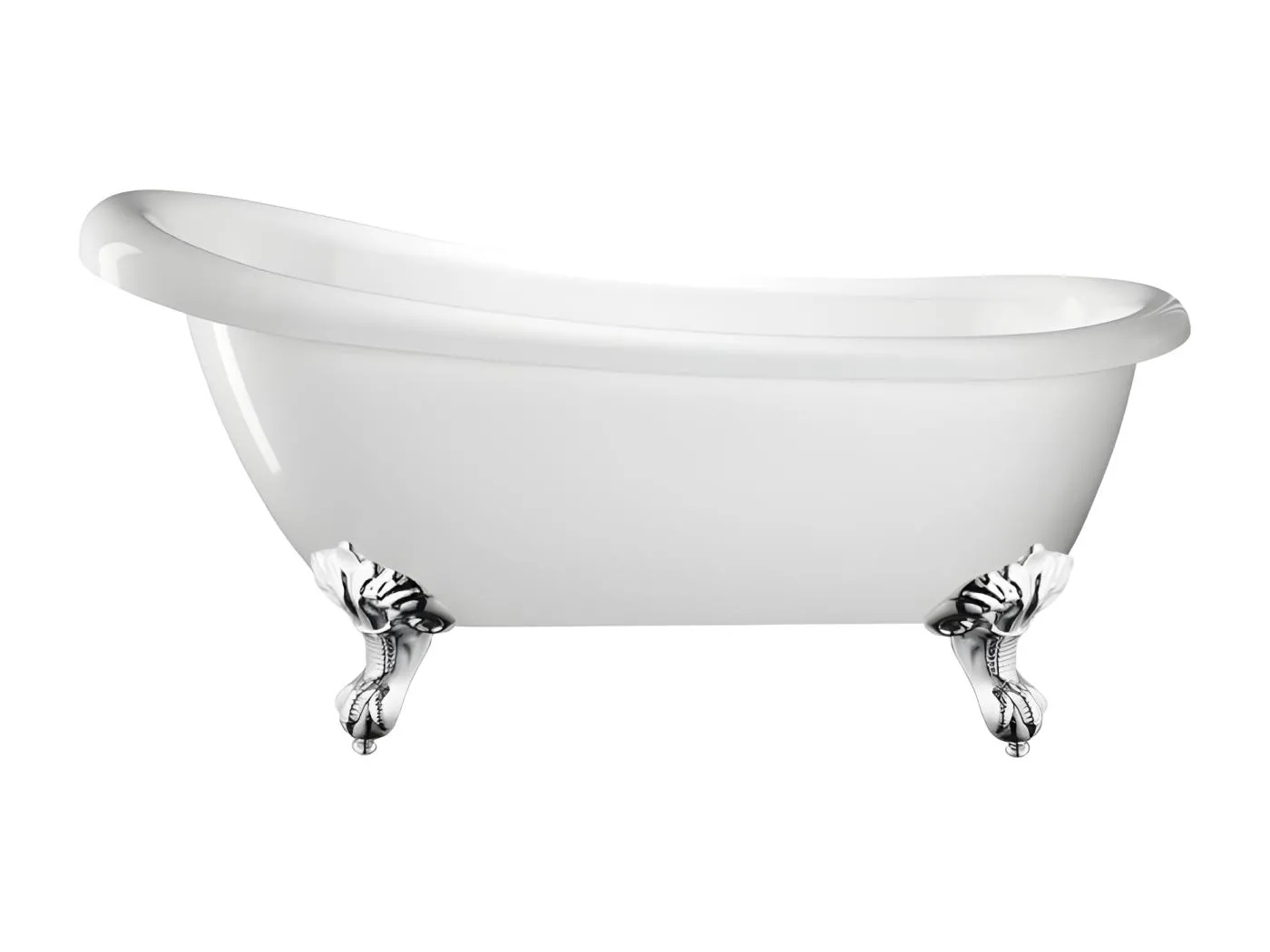 Freistehende Badewanne mit Füßen RICHMOND Adlerfüße CHROM 155 cm