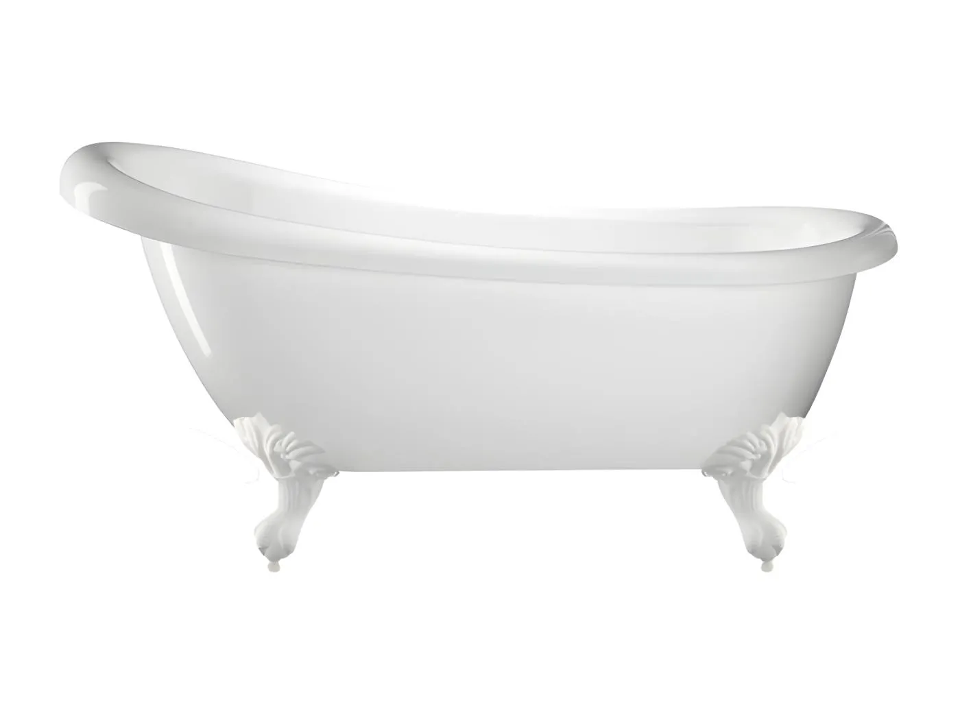 Freistehende Badewanne mit Füßen RICHMOND Adlerfüße WEISS 155 cm