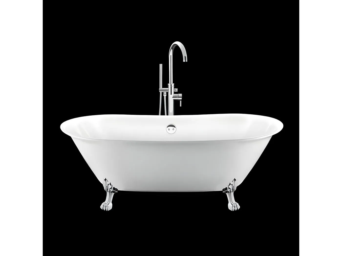 Freistehende Badewanne mit Füßen SURRY HILLS Löwenfüße CHROM 165 cm