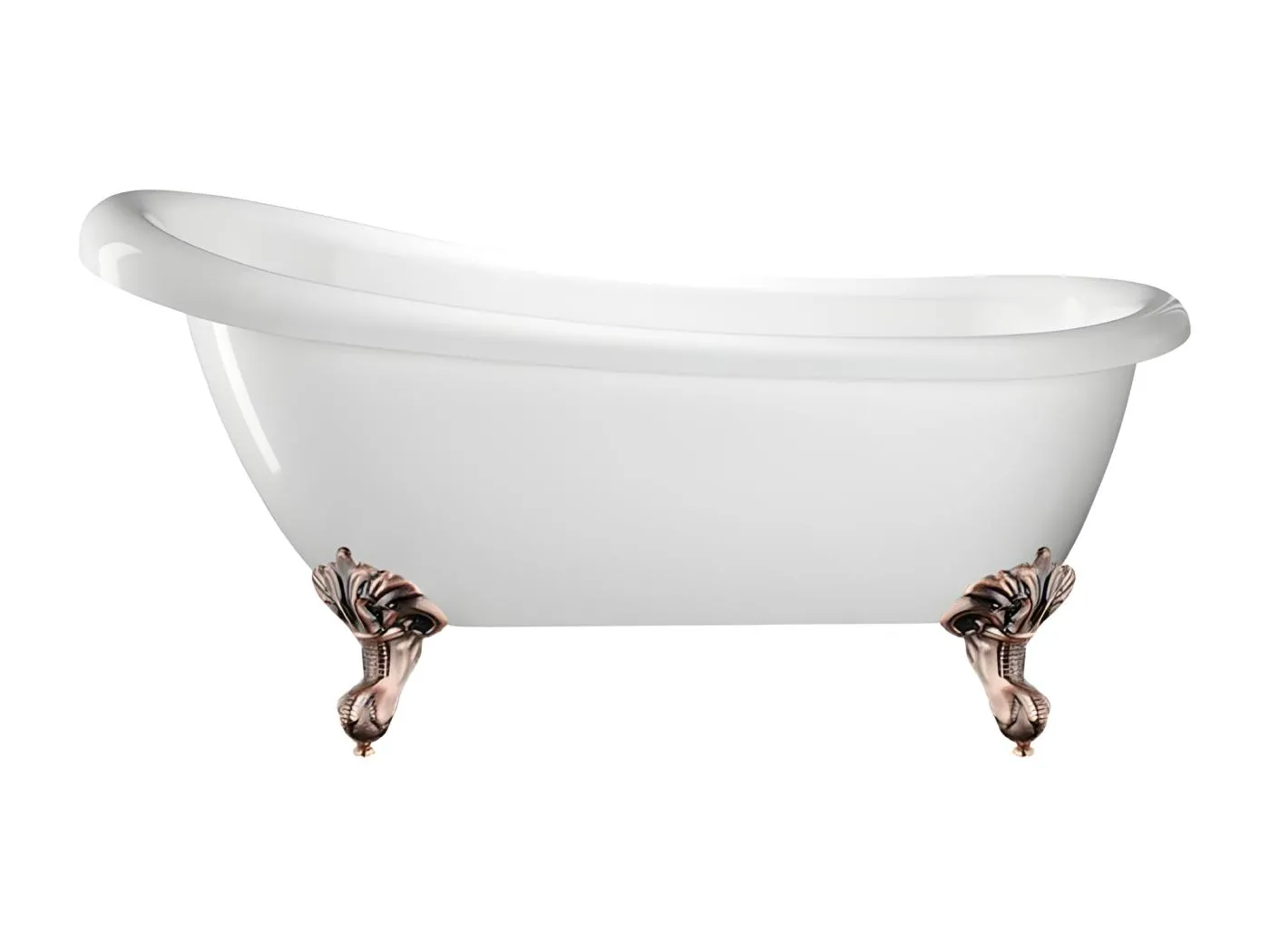 Freistehende Badewanne mit Füßen RICHMOND Adlerfüße ALTKUPFER 155 cm