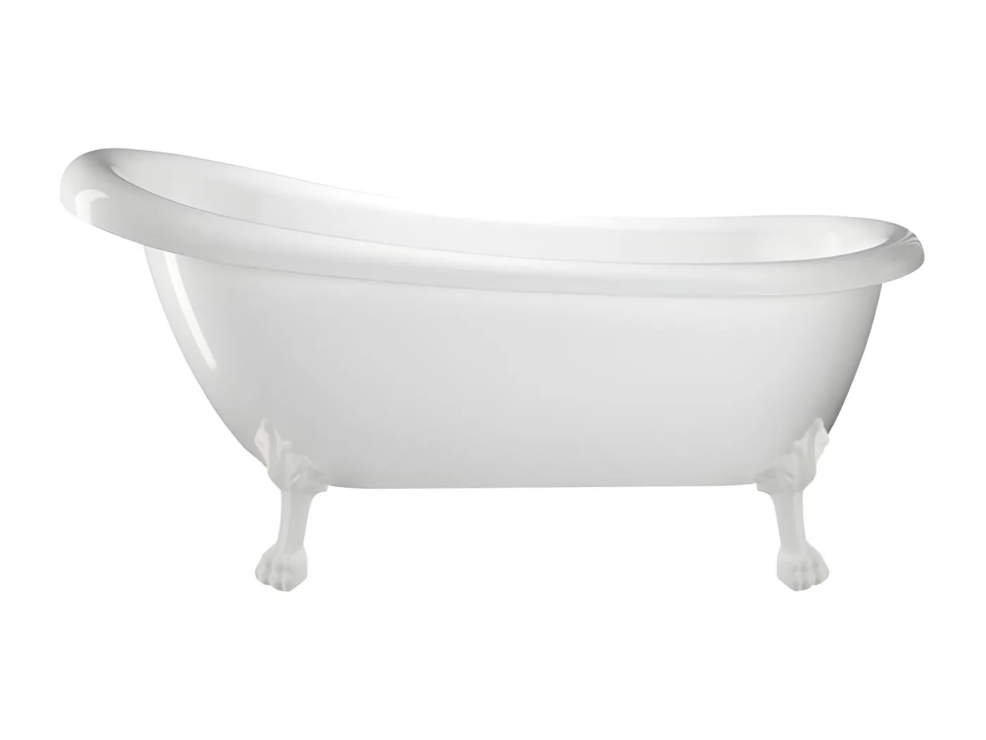 Freistehende Badewanne mit Füßen RICHMOND Löwenfüße WEISS 155 cm