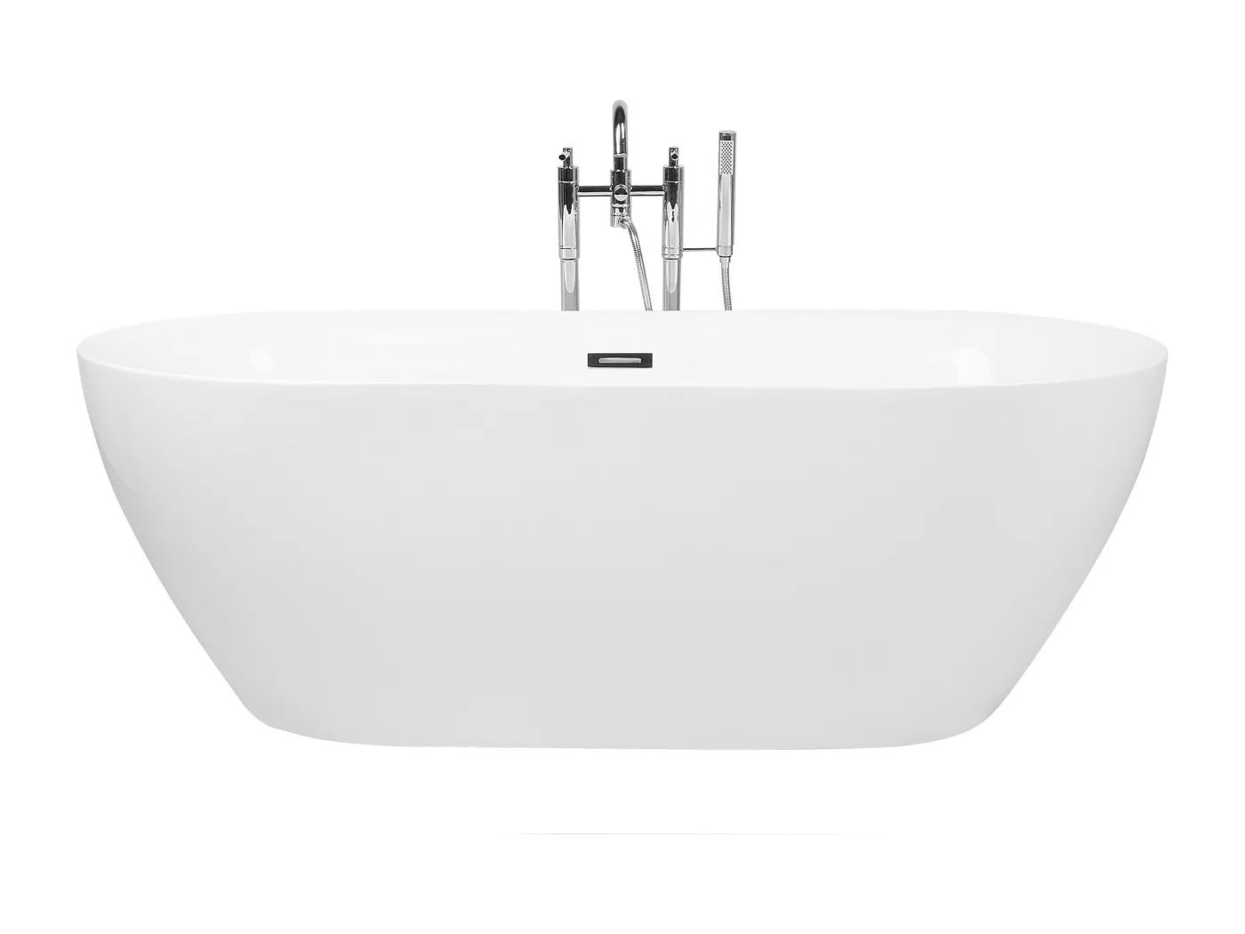 Stilvolle Acryl Badewanne oval freistehend weiß mit Überlauf 180 x 80 cm Carrera