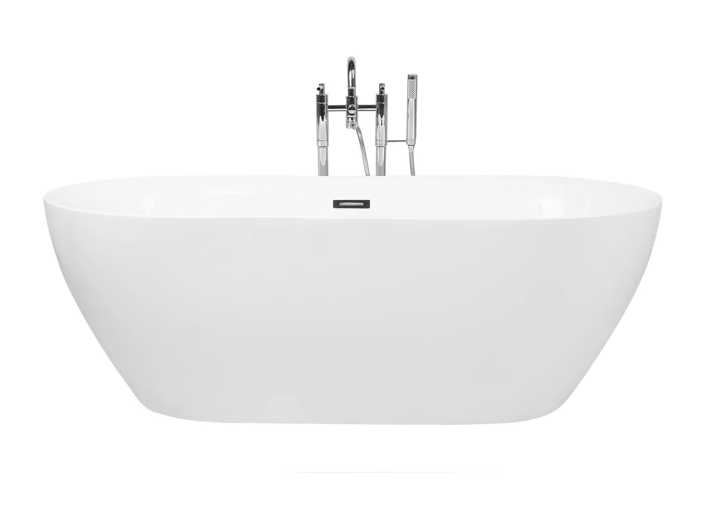 Stilvolle Acryl Badewanne oval freistehend weiß mit Überlauf 160 x 75 cm Carrera