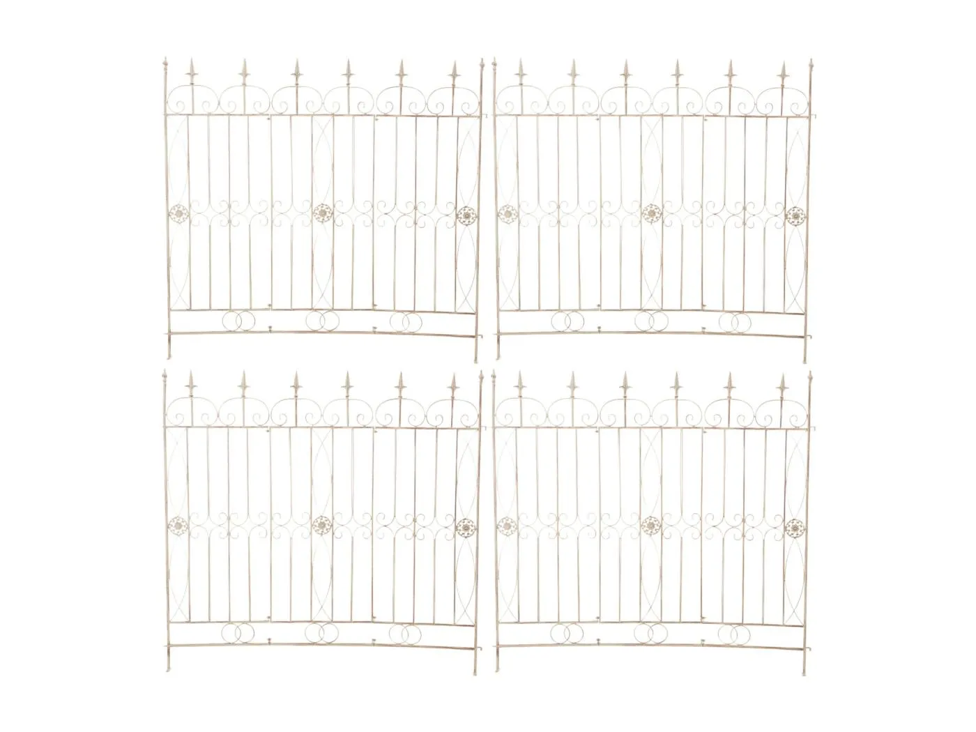 4er Set Gartenzaun - Metall & antik-hell - antik-creme - Mangold