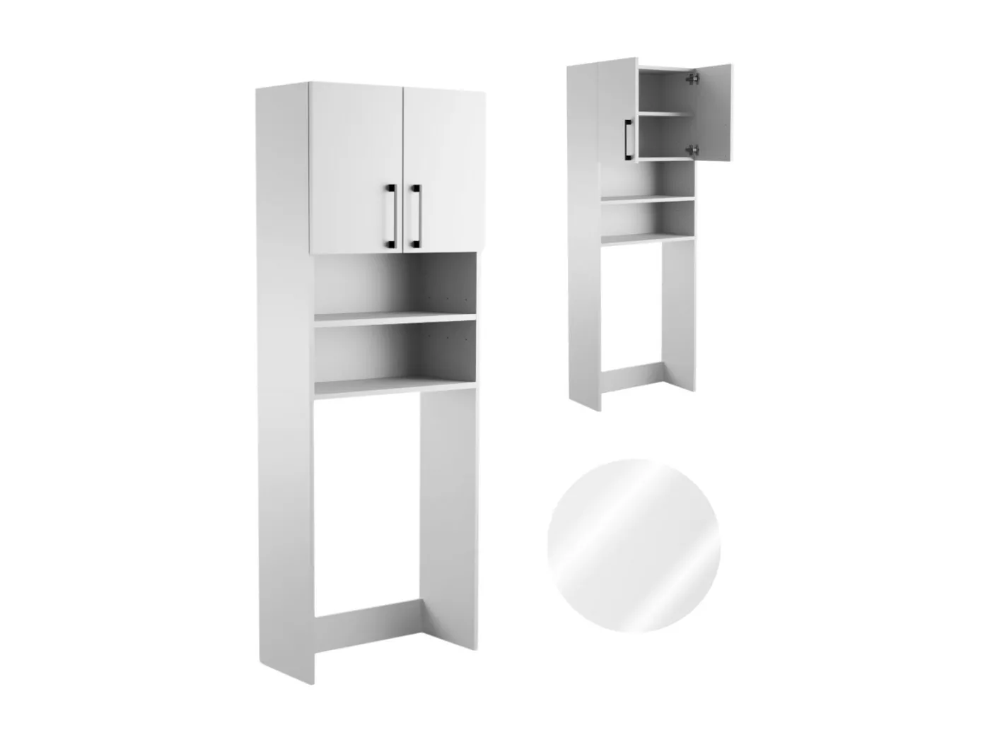 Schrank für Bad über Waschmaschine und Trockner, Säuleregal für Haushaltsgeräte, Weiß