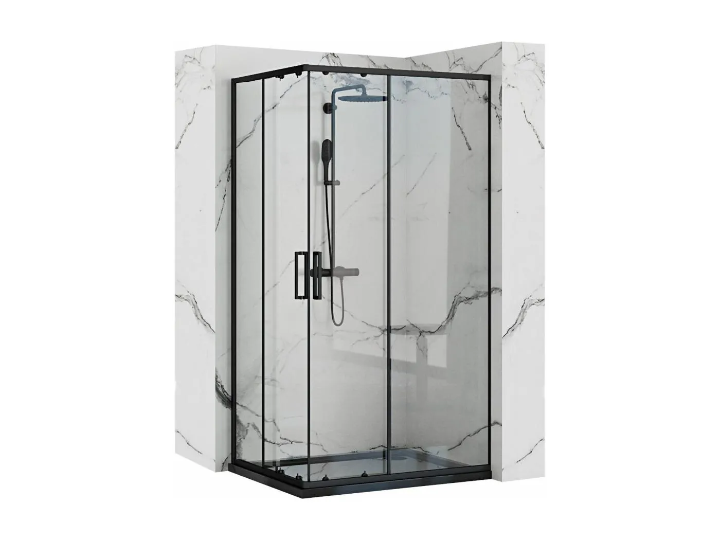 Duschkabine Rea Punto 80X100 Black + Duschtasse Savoy Black