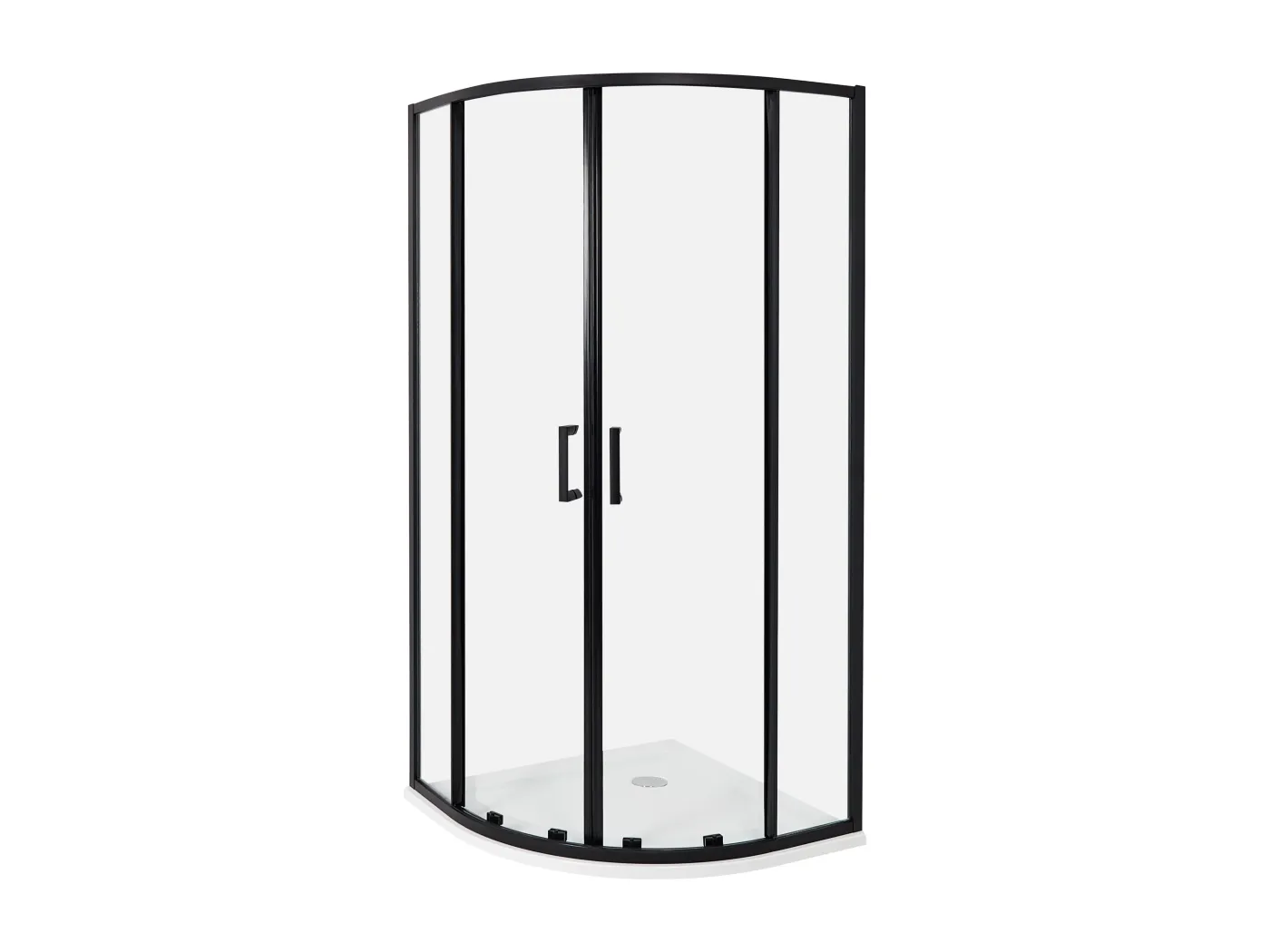 Duschkabine mit 2 Schiebetüren Sicherheitsglas halbrund 90x90 cm schwarz Jukatan