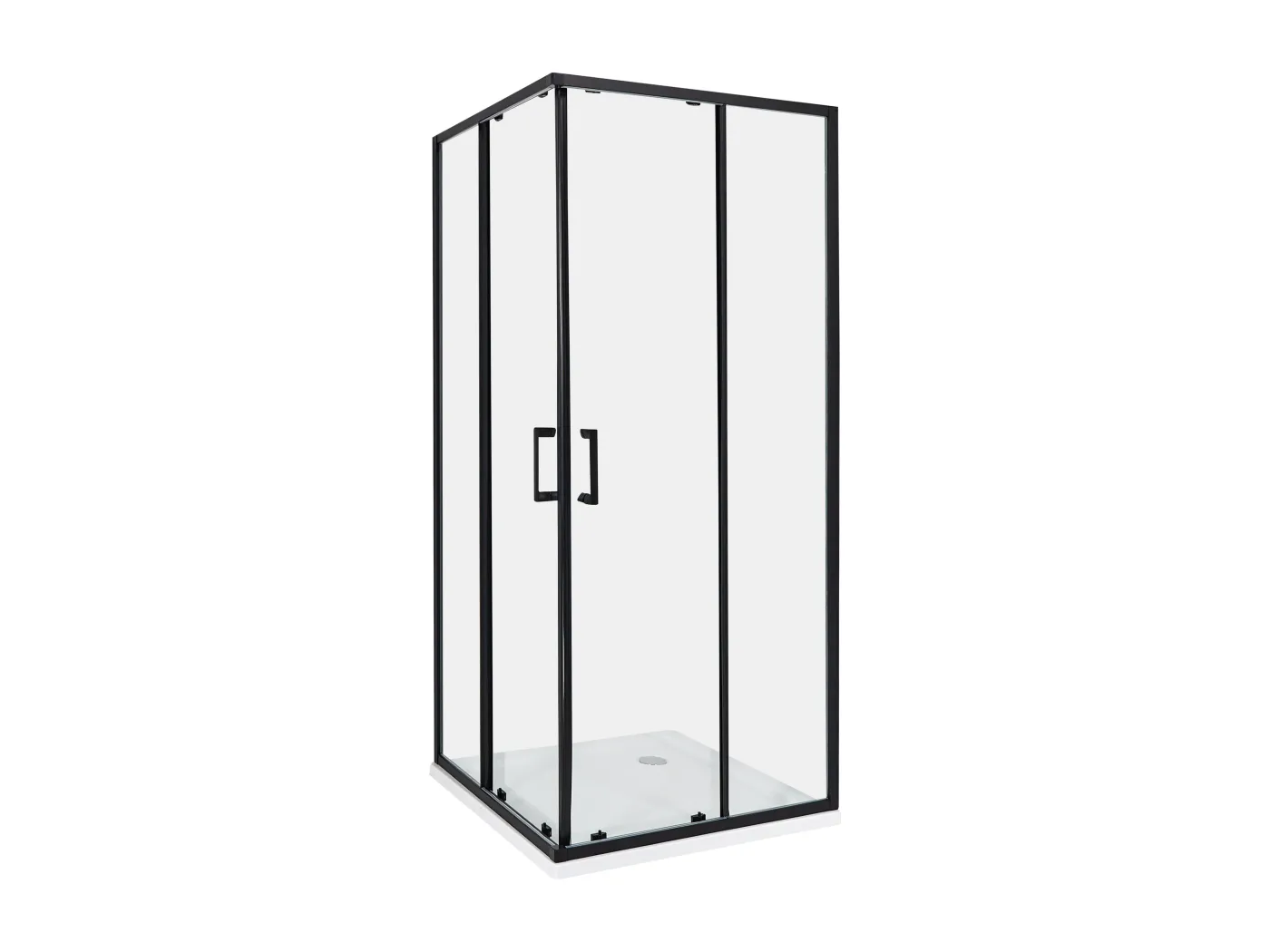 Duschkabine aus Sicherheitsglas mit zwei Schiebetüren 80x80x185cm schwarz Tela