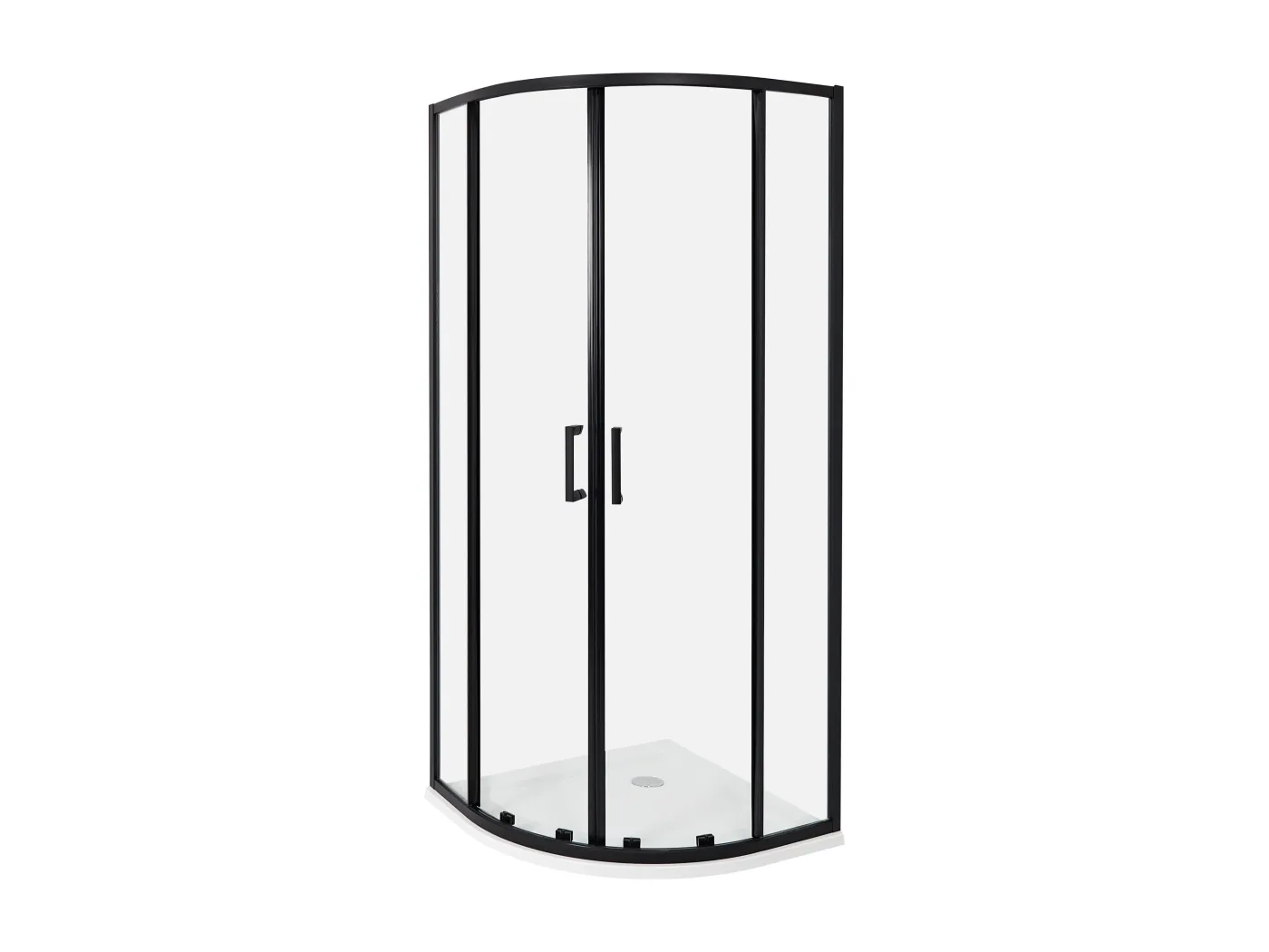 Duschkabine mit 2 Schiebetüren Sicherheitsglas halbrund 80x80 cm schwarz Jukatan