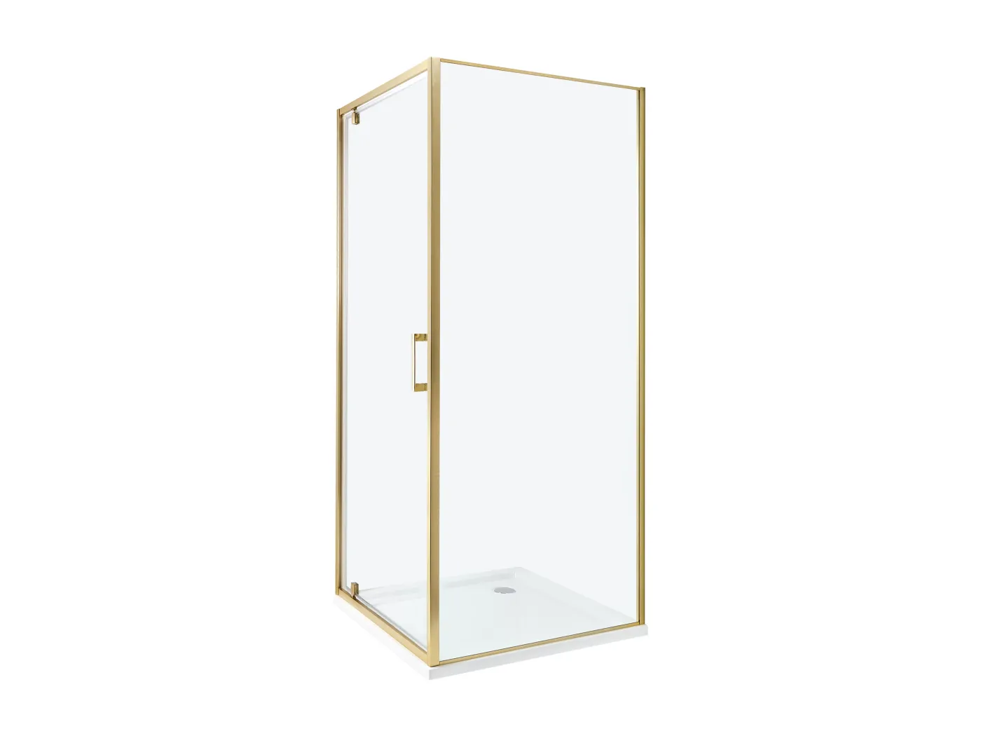 Duschkabine aus Sicherheitsglas Aluminium mit Einzeltür 80x80x185cm gold Darli