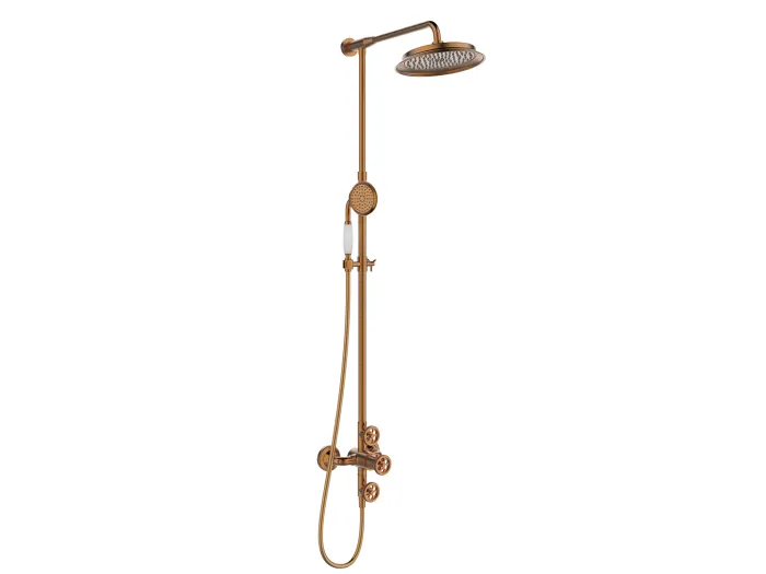 Indus thermostatische duschsäule aus gebürstetem Kupfer Essebagno