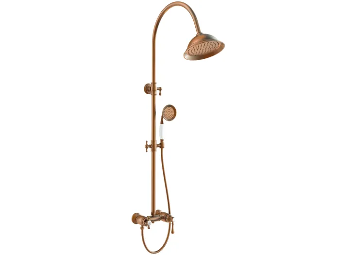 Leeds Retro-Duschsäule Kupfer mit mechanischer Armatur Essebagno