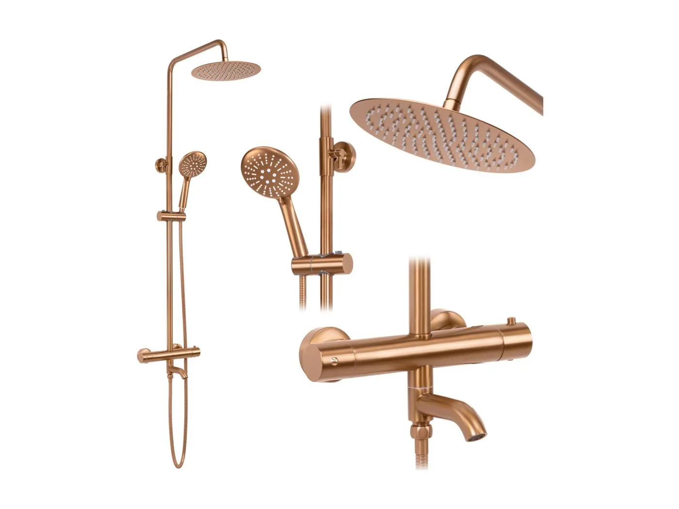 Duschgarnitur Rea Lungo Thermostat Brush Copper