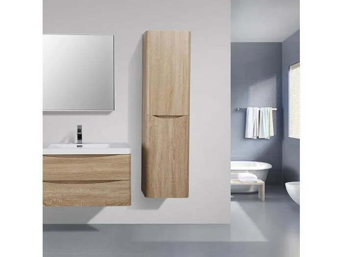 Badschrank 150 cm vertikal montiert PIACENZA Eiche hell