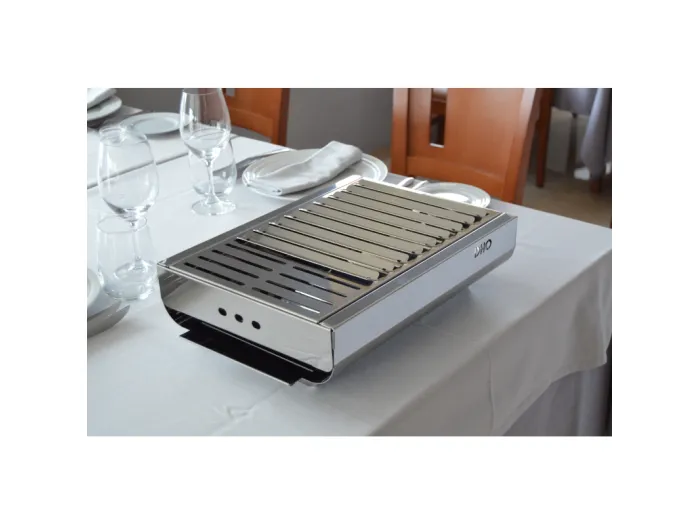Holzkohle Tischgrill aus Edelstahl – Tragbarer Grill 44 x 29,5 x 12 cm - TRENDY