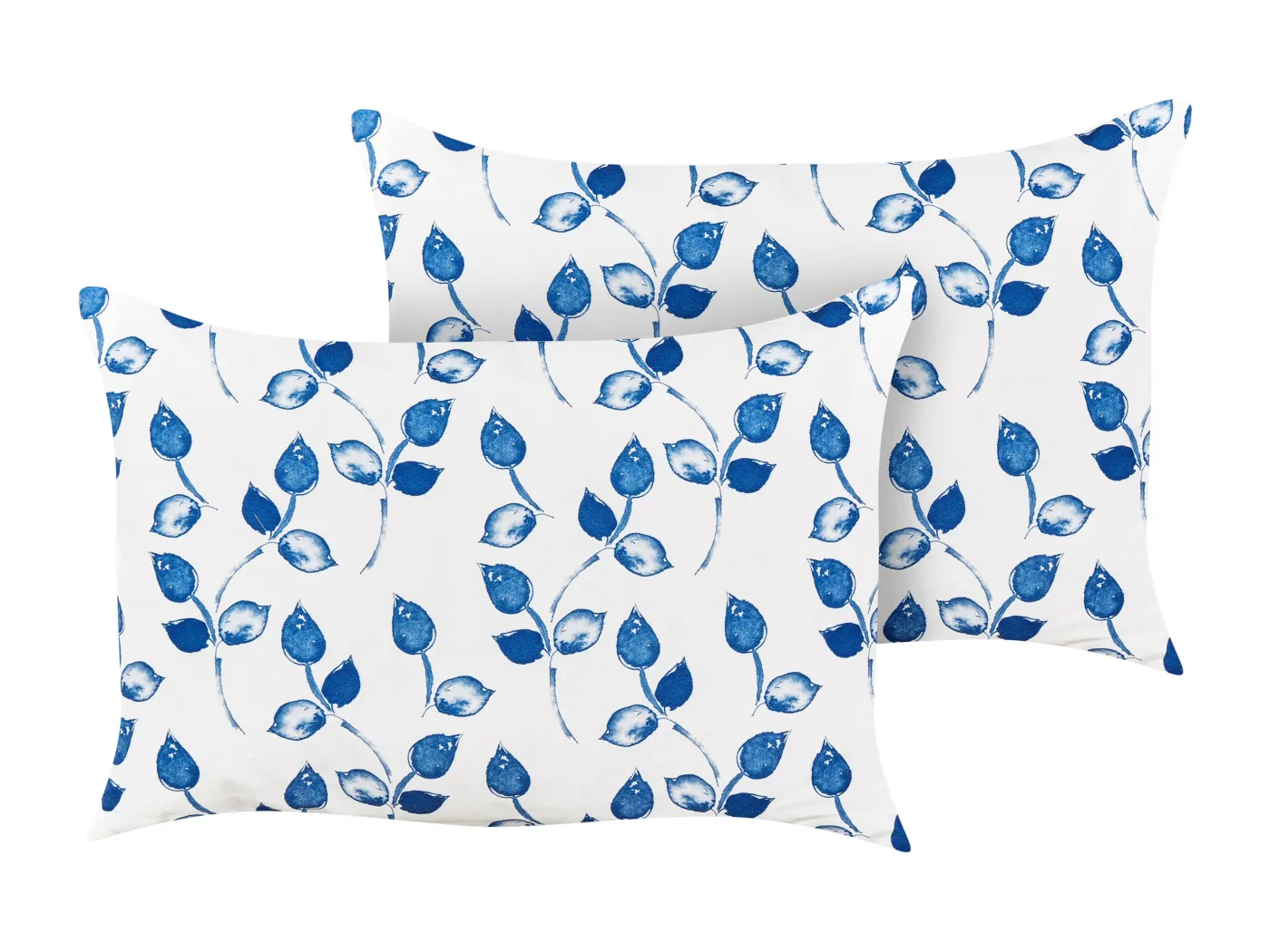 Gartenkissen weiß / blau 40 x 60 cm 2er Set Blattmotiv Blattmuster Torbora