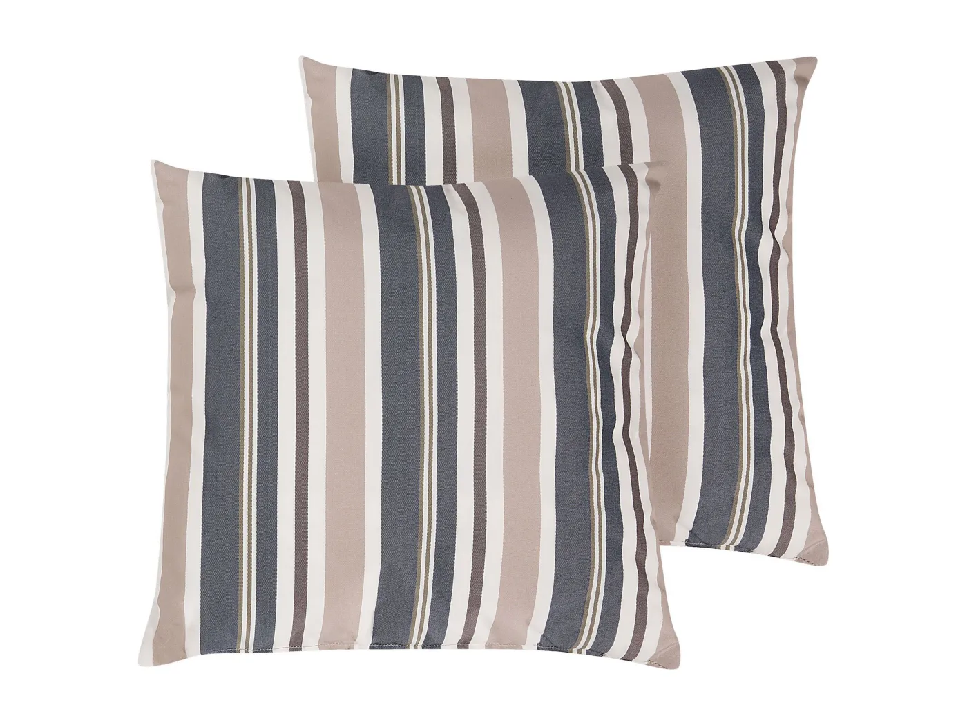 Stilvolles Gartenkissen 2er Set Streifen dunkelblau/beige/braun 40x40 cm Kastos