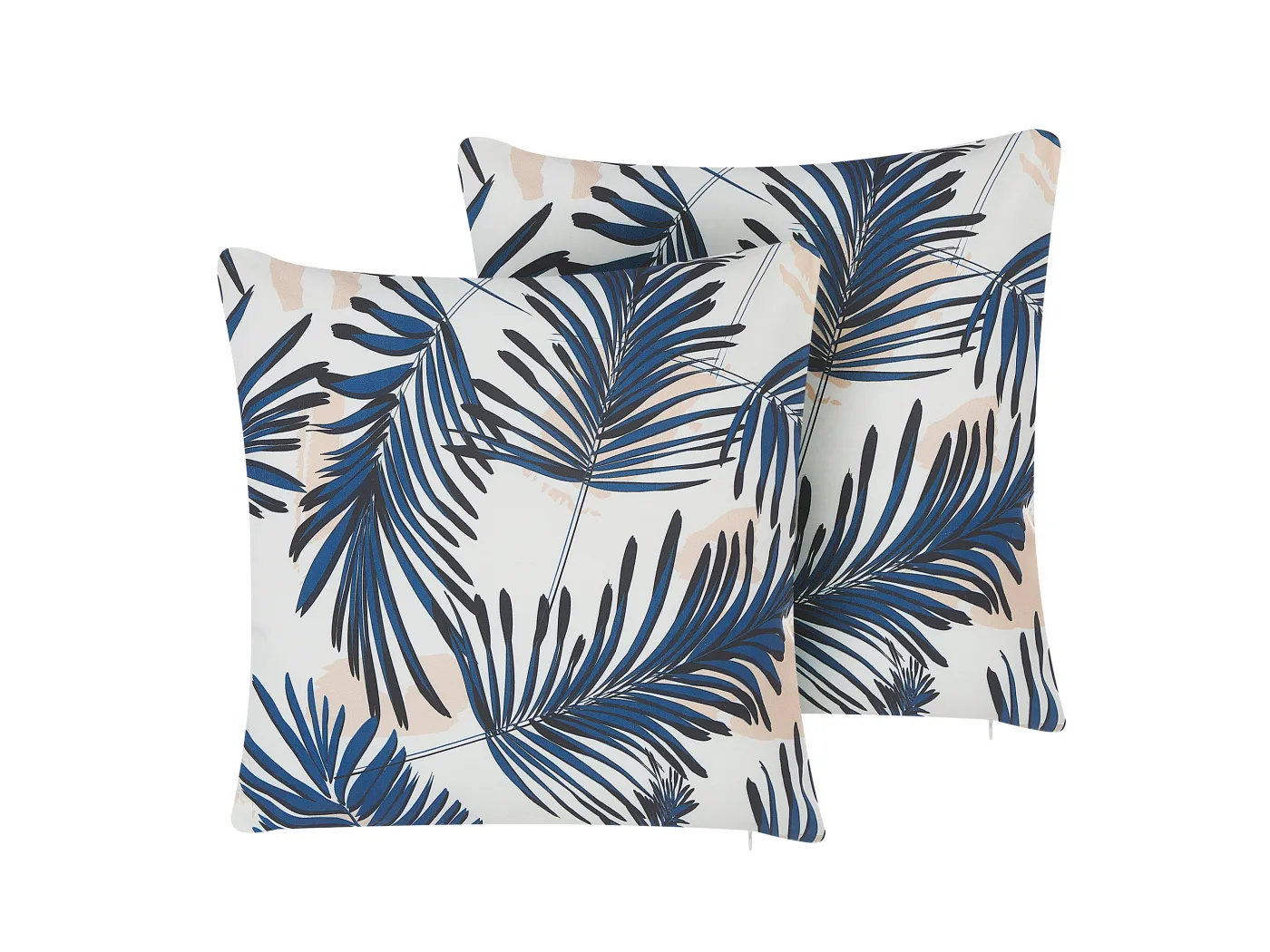 Gartenkissen 2er Set ELATI Pflanzenmuster 45 x 45 cm Marineblau