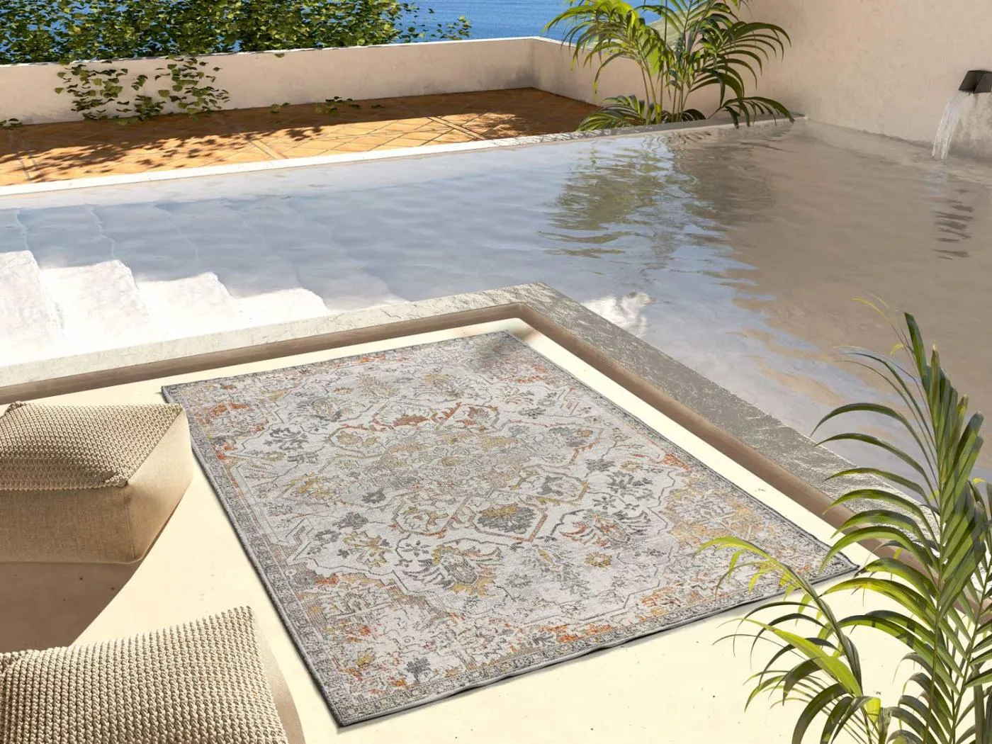 Indoor-Outdoor Teppich - vintage - beige - 80x150 cm - SAMARA