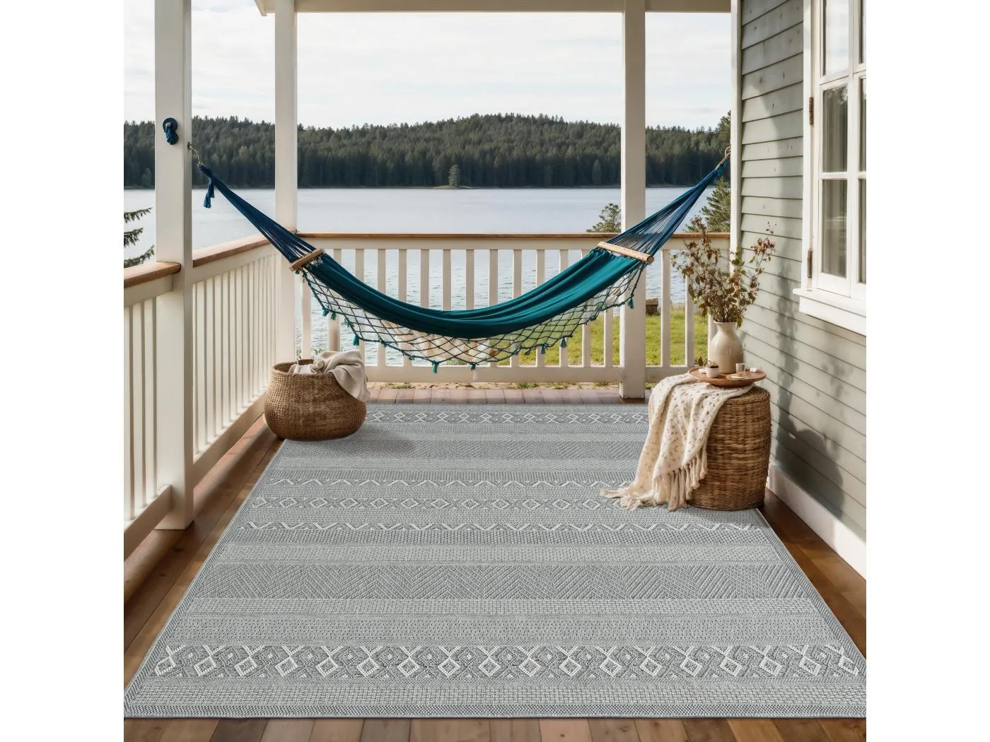 Teppich Indoor Outdoor Modern - Grau - 160 x 220 cm - CALGARY