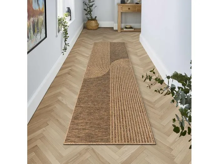 Teppich Kansas Outdoor Indoor Design Jute Optik Wetterfest - Natur - 80 x 250 cm