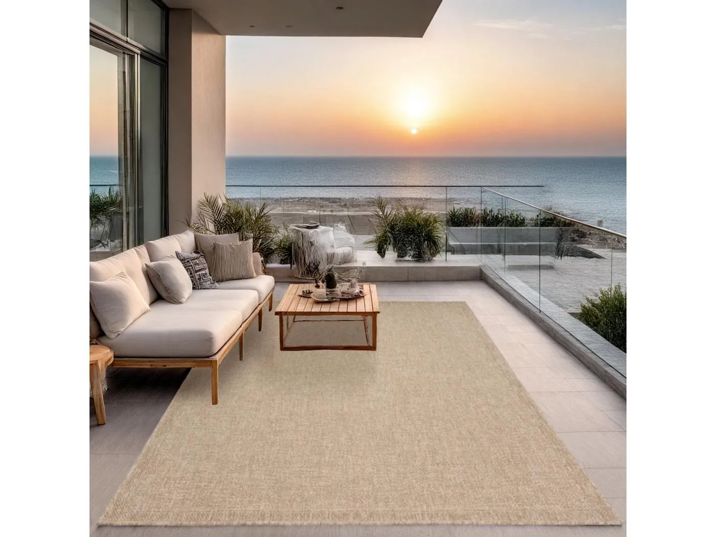 Teppich Kansas Outdoor Indoor Jute Optik Basic Wetterfest - Natur - 120 x 170 cm