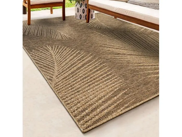 Teppich Kansas Outdoor Indoor Jute Optik Palmenblätter Wetterfest - Natur - 120 x 170 cm