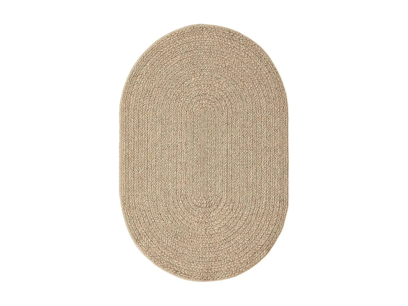 Teppich Kansas Outdoor Indoor Jute Optik Wetterfest Uni - Natur - 140 x 200, oval