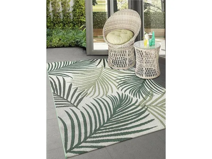 Teppich Machka Outdoor Palme, Grün, 160 x 220 cm