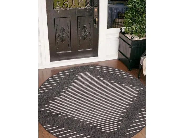 Outdoor Teppich 185x185 - Anthrazit - Tulum Symetry