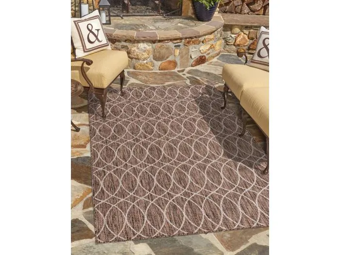 Outdoor Teppich 160x239 - Braun - Tulum Geometrical
