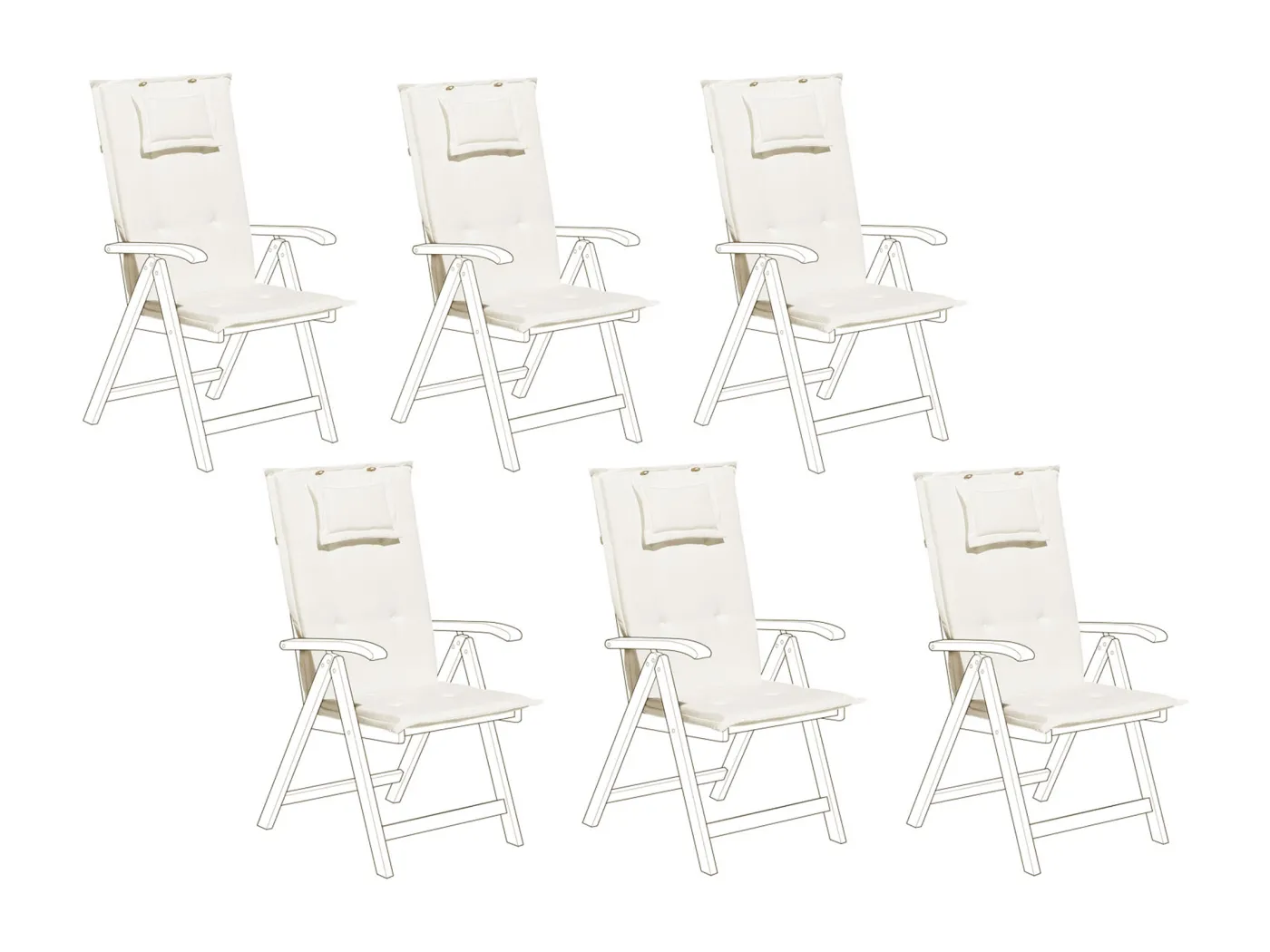 Sitzauflagen 6er Set TOSCANA 50 x 70 cm Cremeweiss