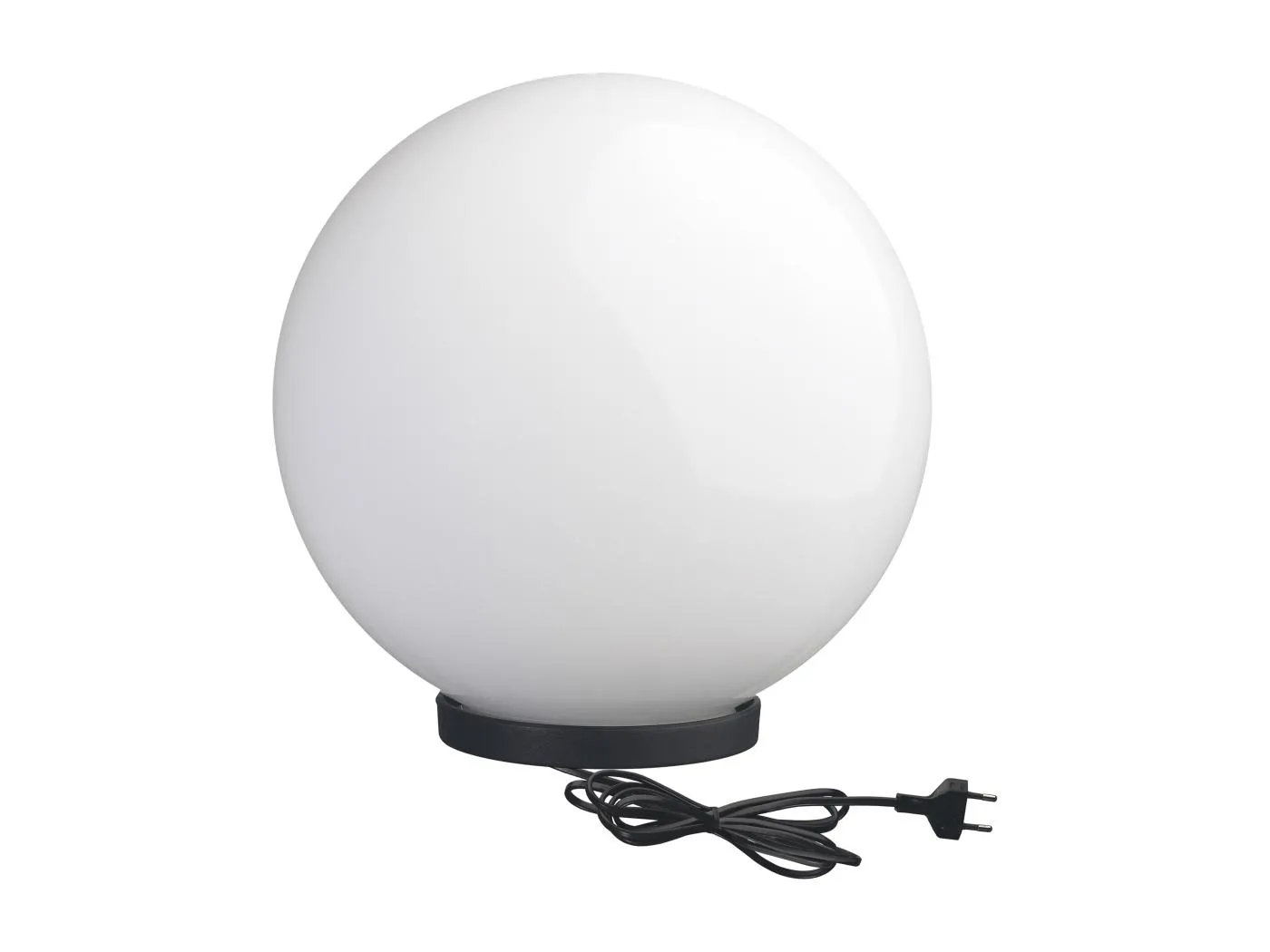 GLOU Außenleuchte im modernen und vielseitigen Stil – D. ø40 cm – E27 15 W – 2 m Kabel – IP44 – Opal-Bajonettkugel – außen – Polyamid und Schwarz