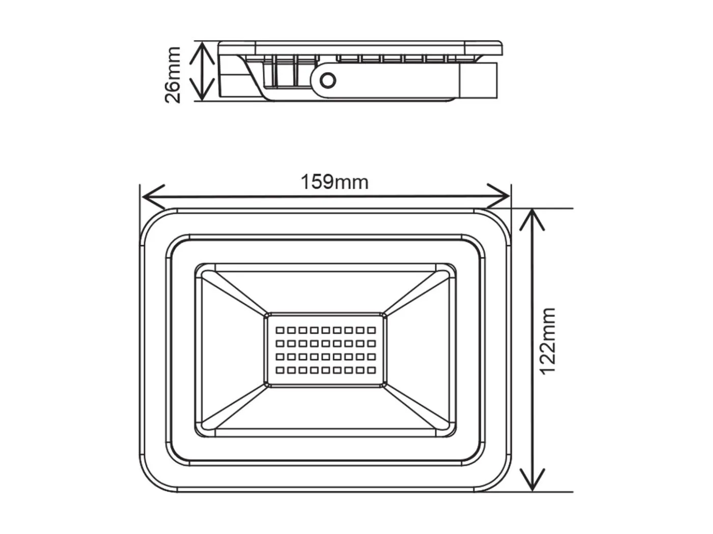 Weißes LED-Flutlicht 200–265 VAC, 30 W, 3000 K