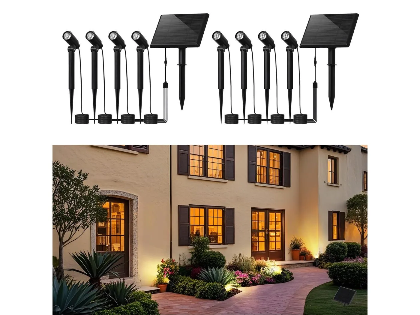 8er Set NETTLIFE LED Gartenstrahler mit Erdspieß IP65 Outdoor 3000K für Gehwegbäume