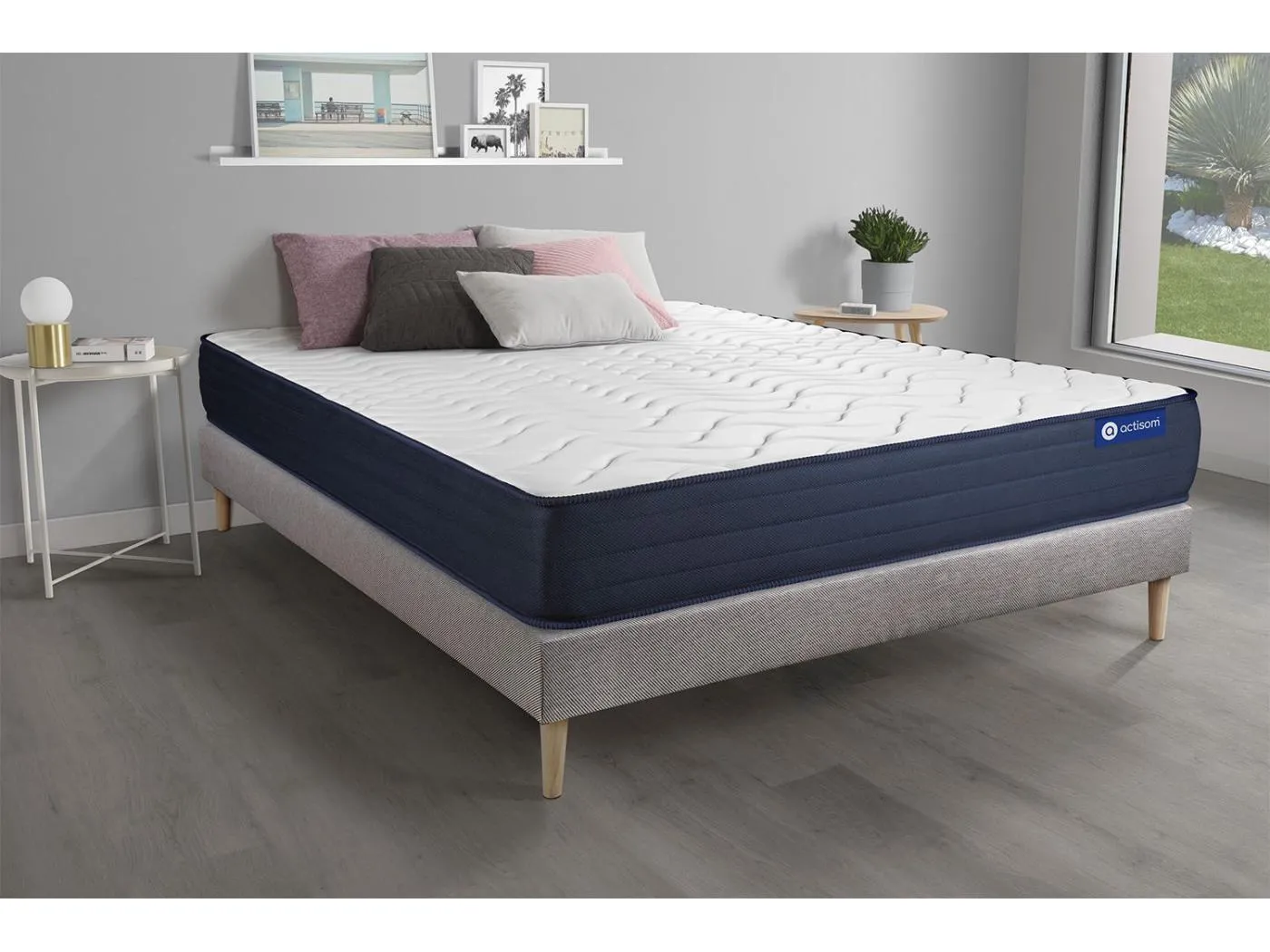 Actimemo life matratze 120x210cm + Bettgestell mit lattenrost - Dicke : 22cm - Memory-schaum - H5