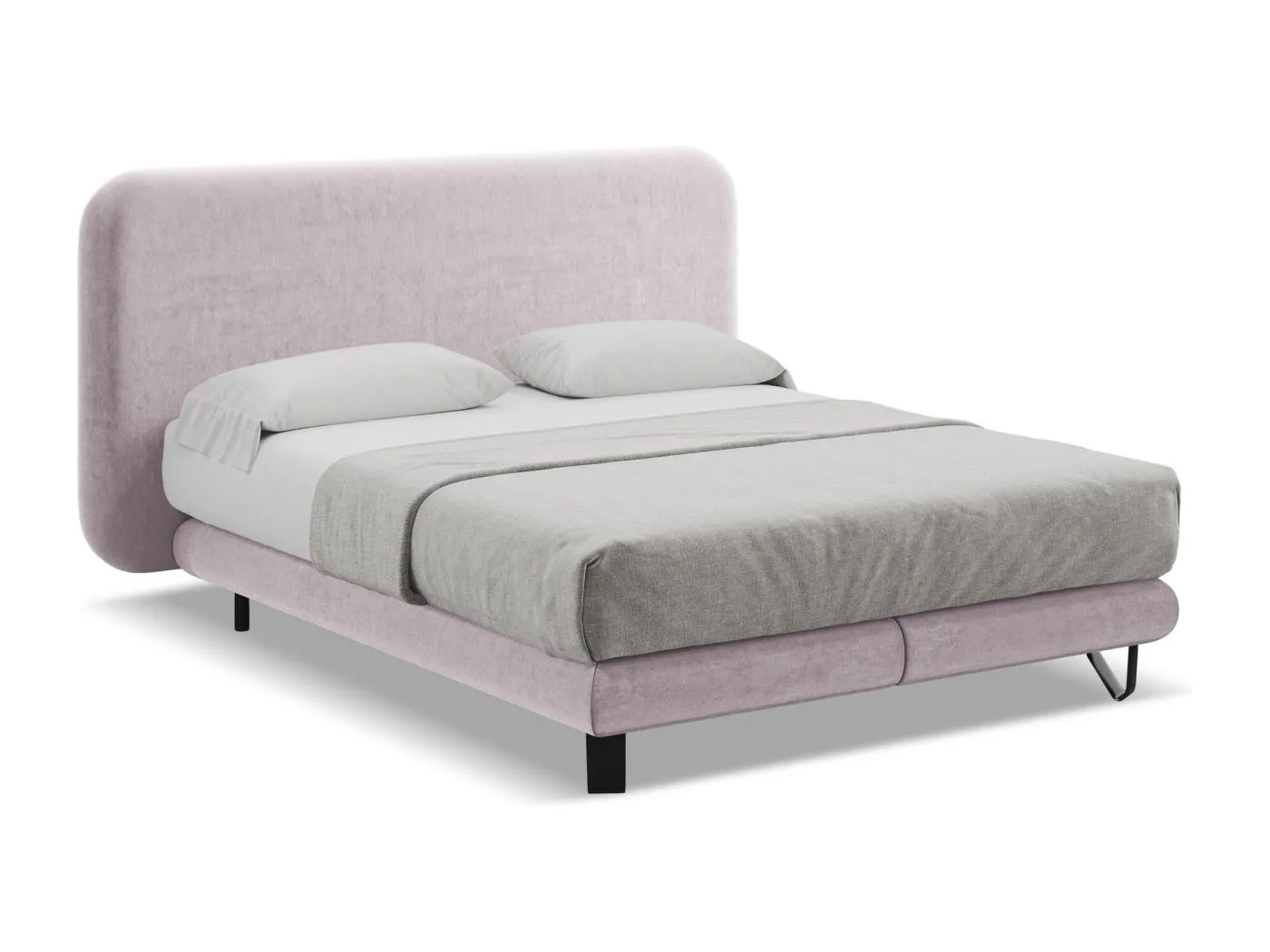 Bett mit Matratze - 194 x 220 - Samt - Lavendel - ILIMA