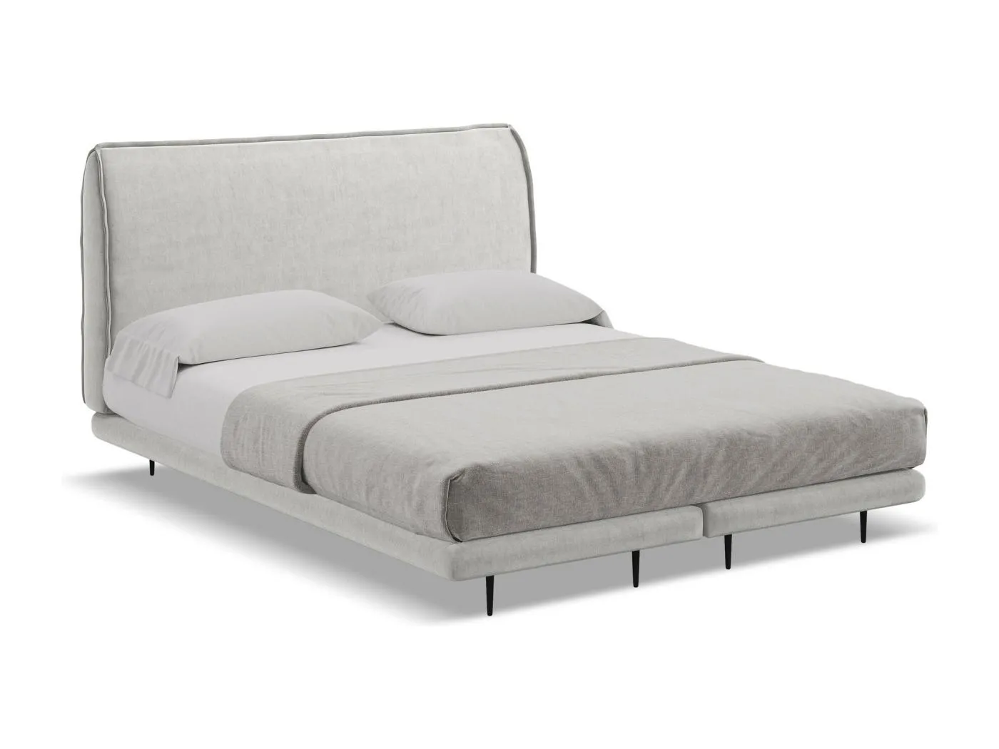 Bett mit Matratze - 168 x 222 - Samt - Silber - HALIA