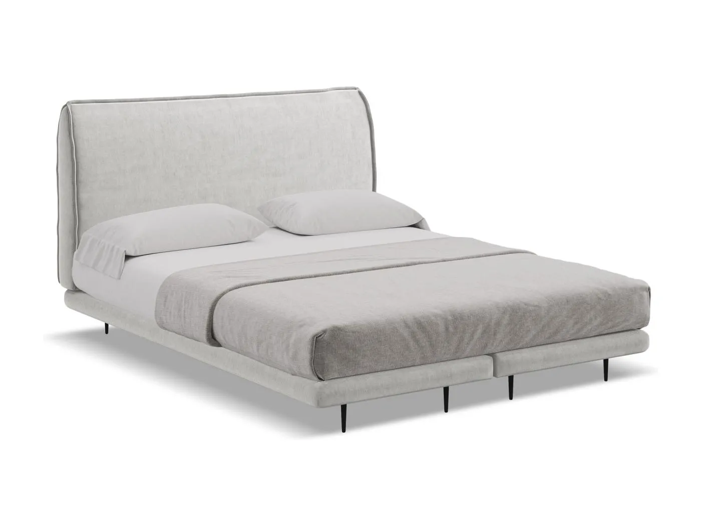 Bett mit Matratze - 188 x 222 - Samt - Silber - HALIA