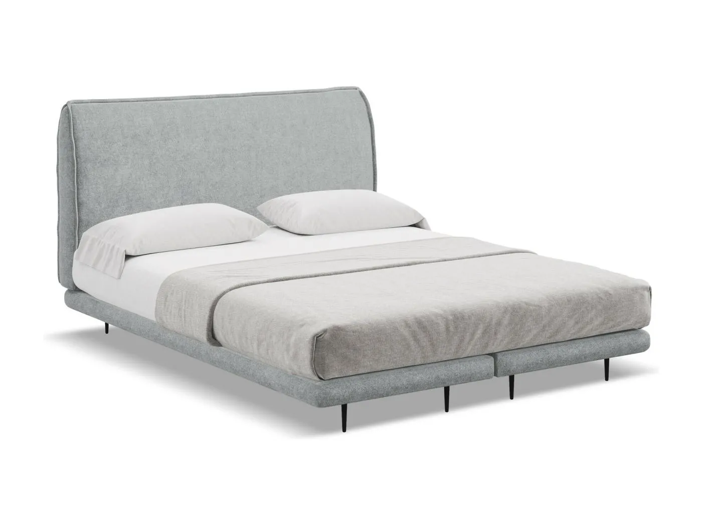 Bett mit Matratze - 188 x 222 - Bouclé - Silber - HALIA