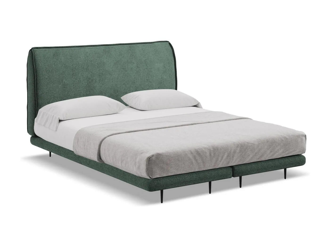 Bett mit Matratze - 148 x 222 - Chenille - Grün - HALIA